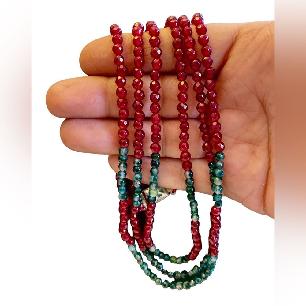 Faceted Jade & Garnet Necklace